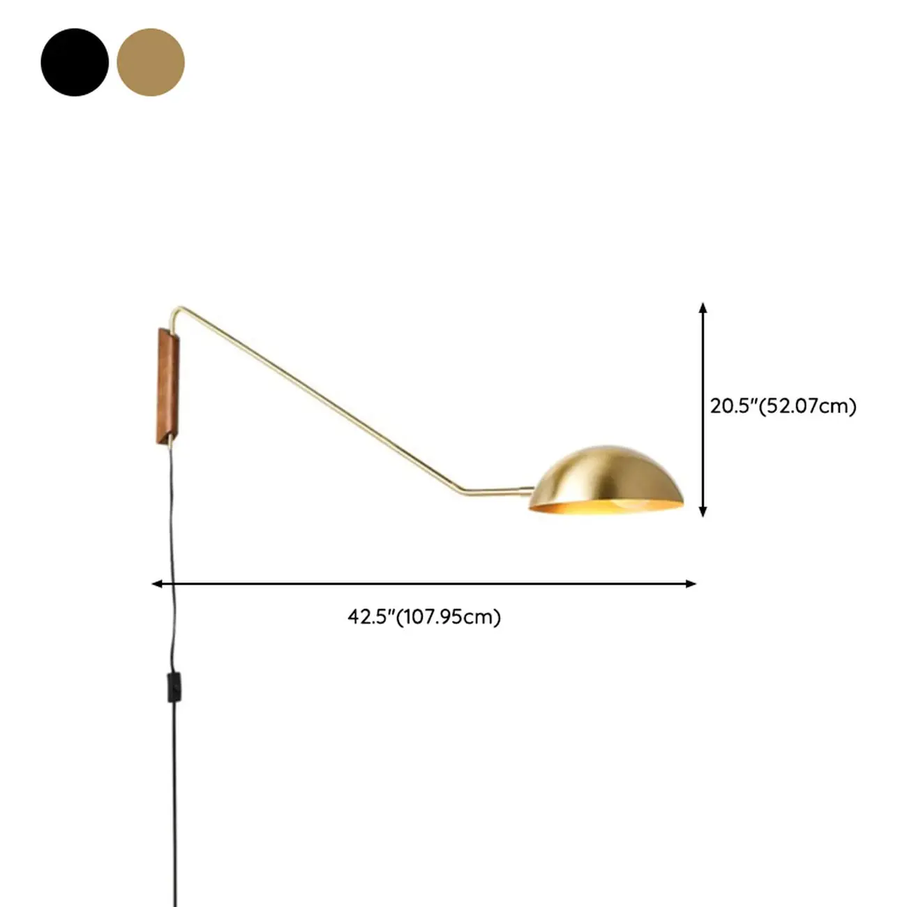 Modern Metal Adjustable Wall Lamp with Iron Shade #size | homeyfad