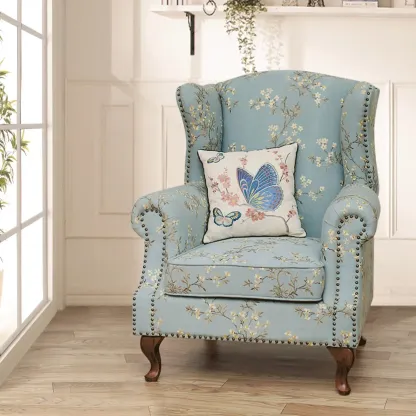 Vintage Fabric Accent Chair with Nailhead Trim for Living Room Image - 1