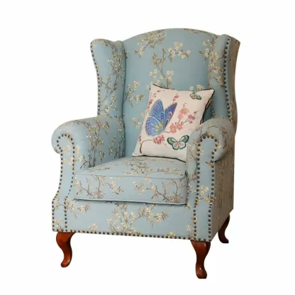 Vintage Fabric Accent Chair with Nailhead Trim for Living Room Image - 5