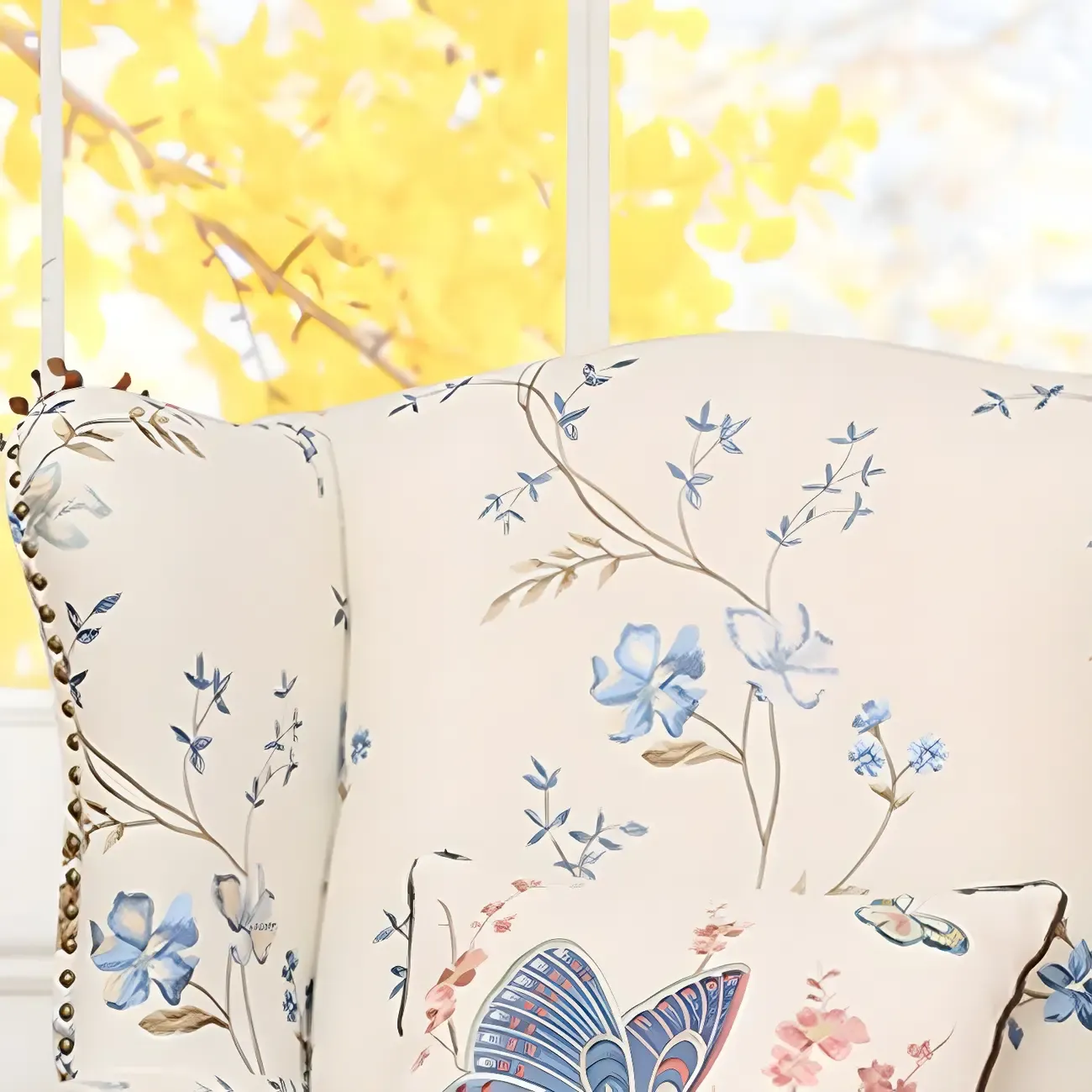 Vintage Fabric Accent Chair with Nailhead Trim for Living Room Image - 6