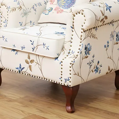 Vintage Fabric Accent Chair with Nailhead Trim for Living Room Image - 7