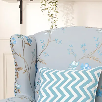 Vintage Fabric Accent Chair with Nailhead Trim for Living Room Image - 8