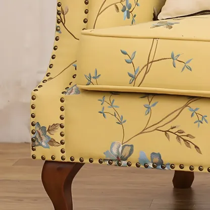 Vintage Fabric Accent Chair with Nailhead Trim for Living Room Image - 9