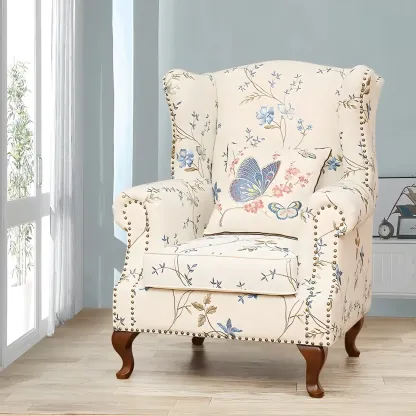 Vintage Fabric Accent Chair with Nailhead Trim for Living Room Image - 10