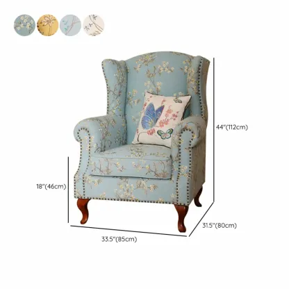 Vintage Fabric Accent Chair with Nailhead Trim for Living Room #size