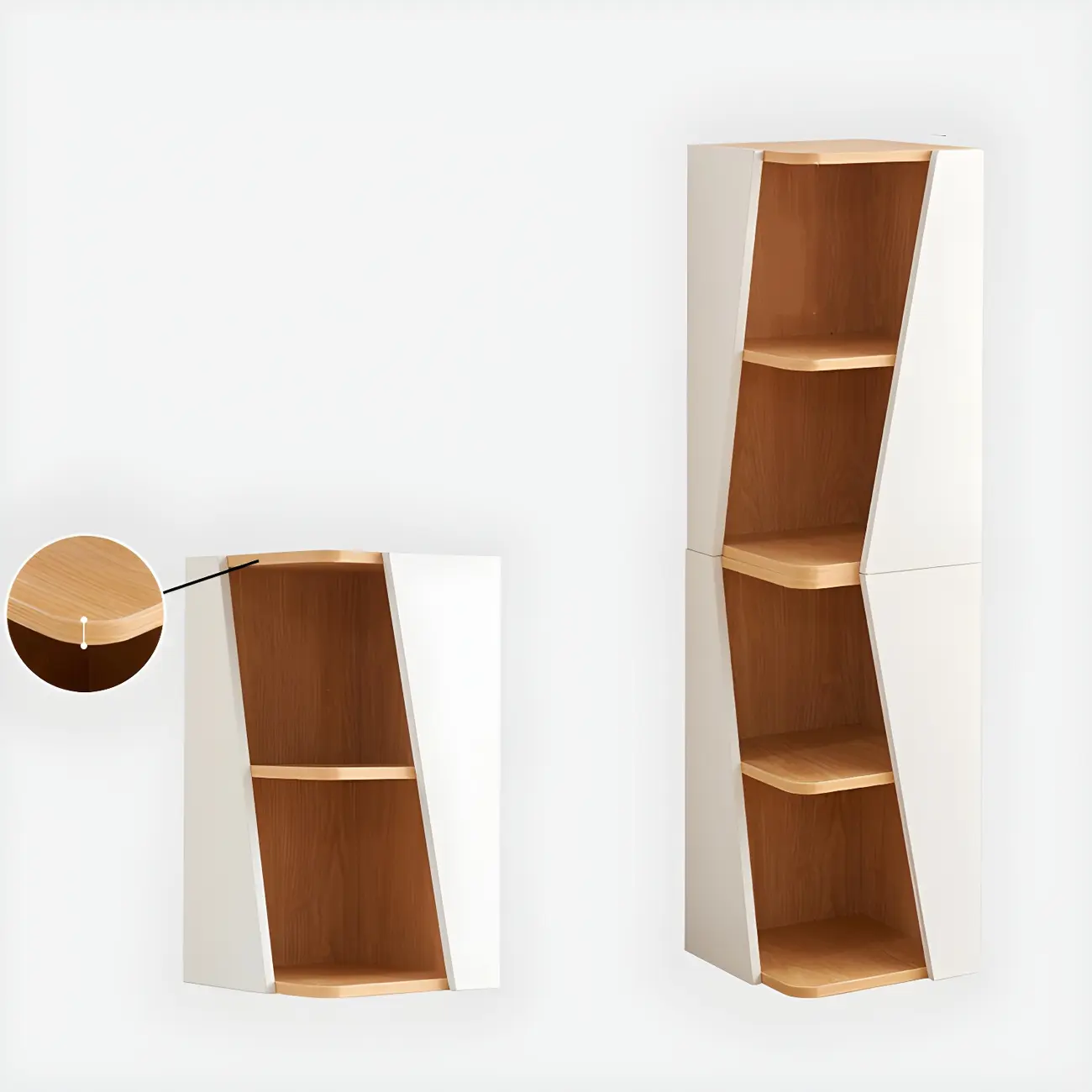 Modern White Natural Wood Geometric Square Storage Cabinet Image - 15 | homeyfad