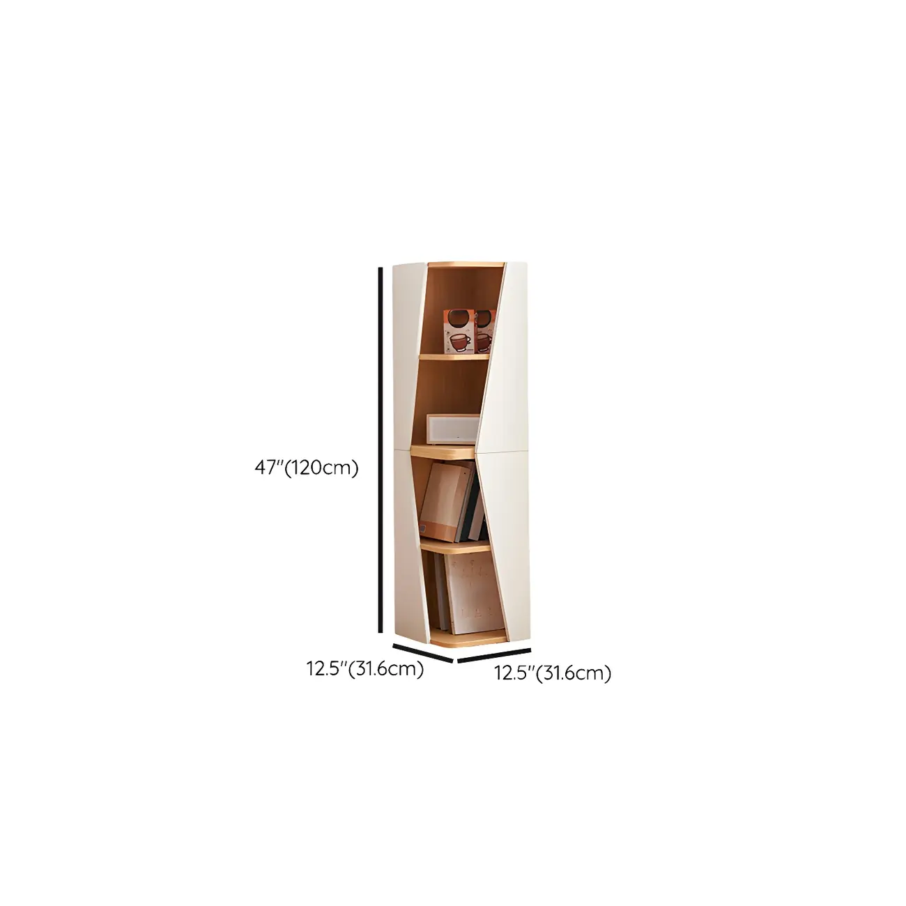 Modern White Natural Wood Geometric Square Storage Cabinet Image - 18 | homeyfad