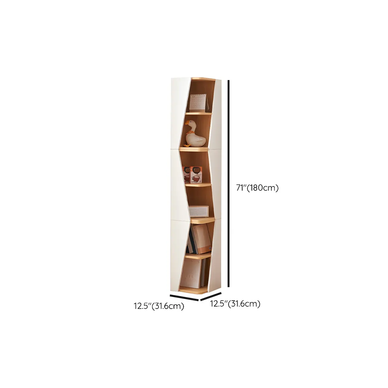 Modern White Natural Wood Geometric Square Storage Cabinet Image - 20 | homeyfad