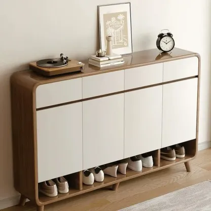 Modern Wood Hallway Medium Shoe Storage Cabinet Image - 1