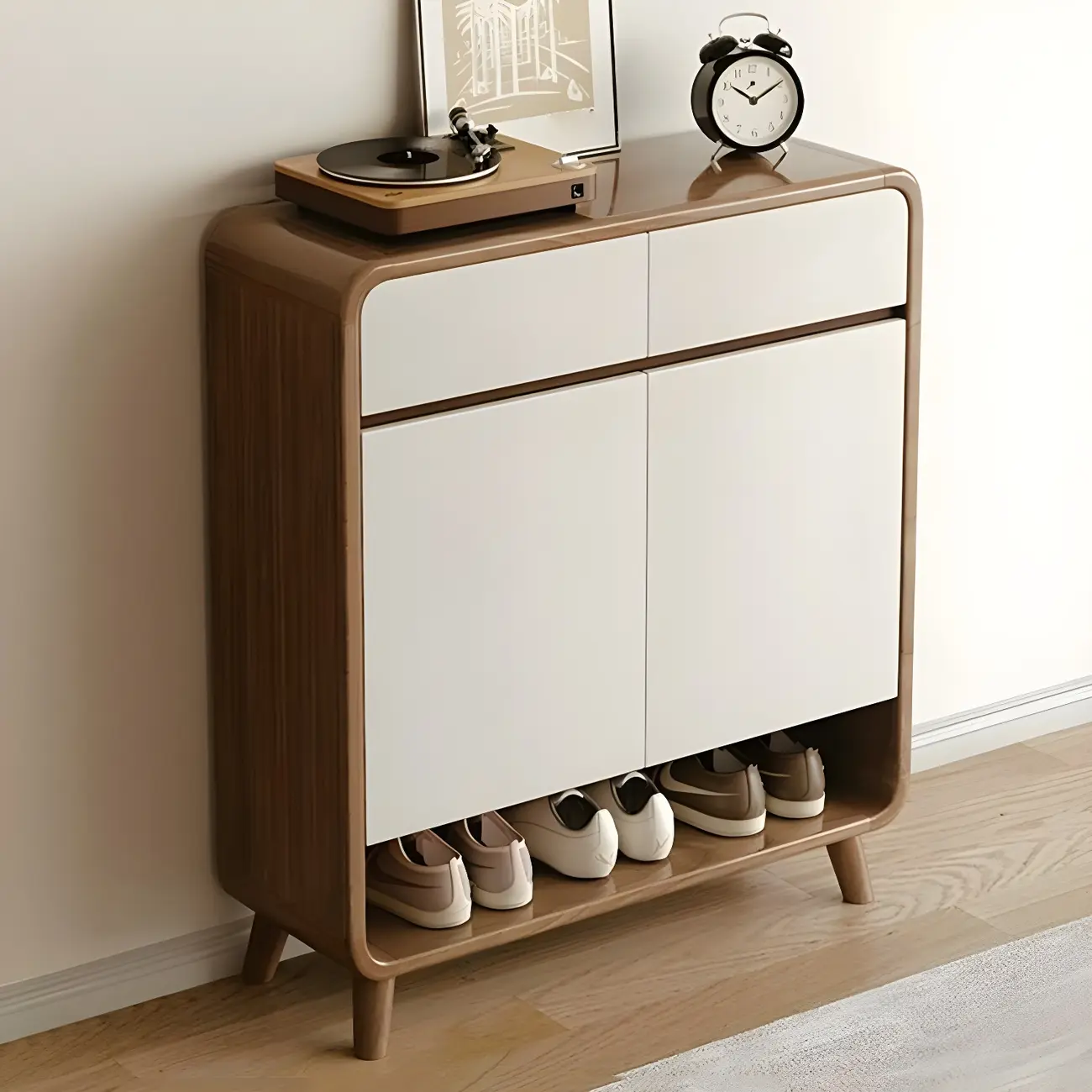 Modern Wood Hallway Medium Shoe Storage Cabinet Image - 3 | homeyfad