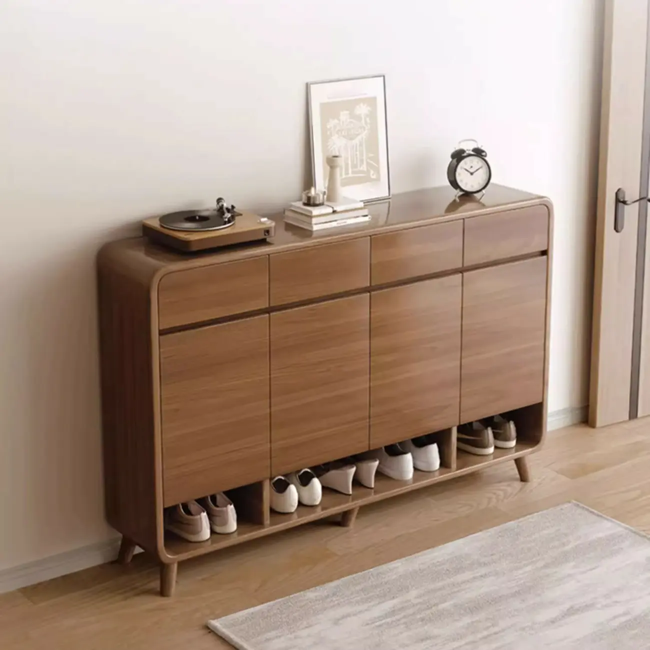 Modern Wood Hallway Medium Shoe Storage Cabinet Image - 4 | homeyfad