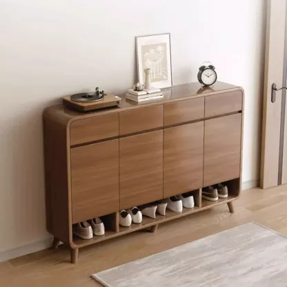Modern Wood Hallway Medium Shoe Storage Cabinet Image - 4