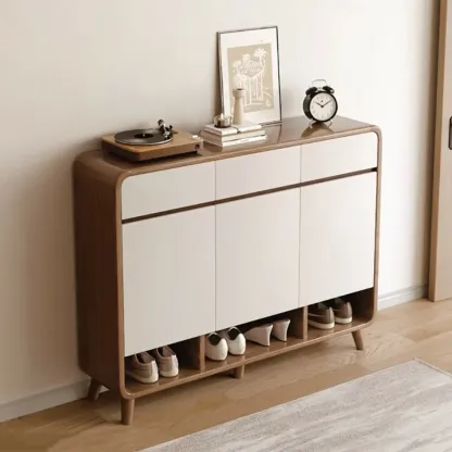 Modern Wood Hallway Medium Shoe Storage Cabinet Image - 6