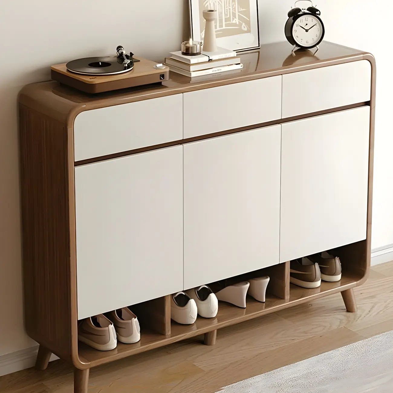Modern Wood Hallway Medium Shoe Storage Cabinet Image - 7 | homeyfad