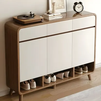 Modern Wood Hallway Medium Shoe Storage Cabinet Image - 7