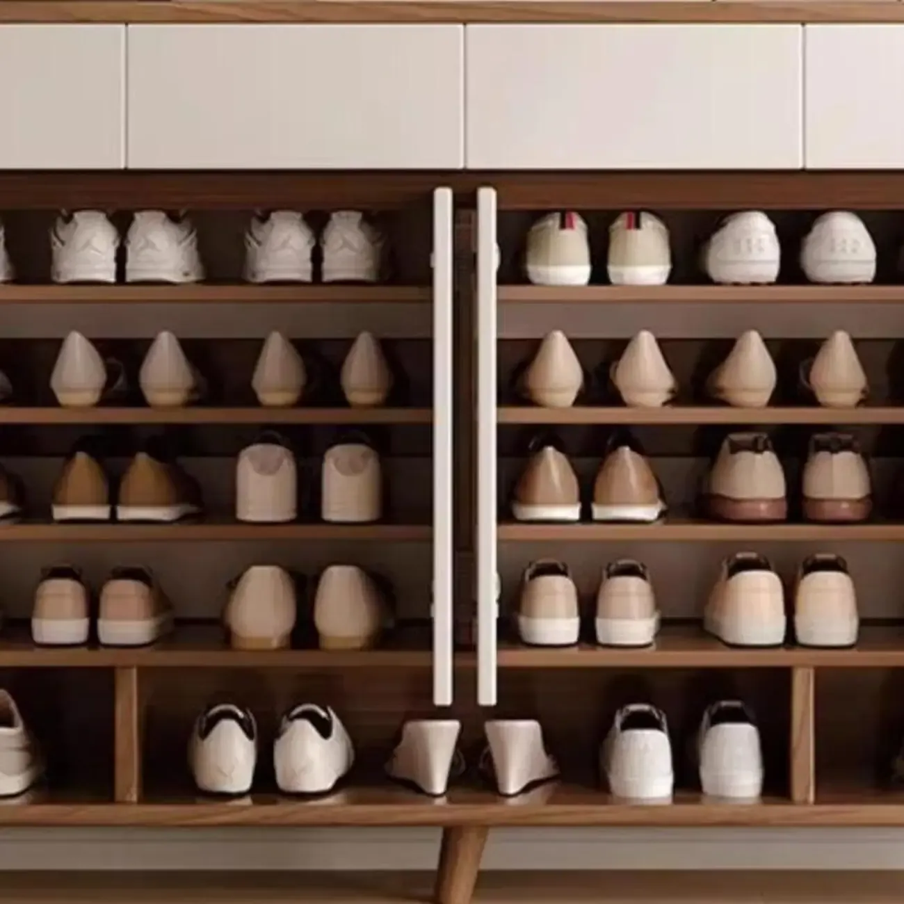 Modern Wood Hallway Medium Shoe Storage Cabinet Image - 8