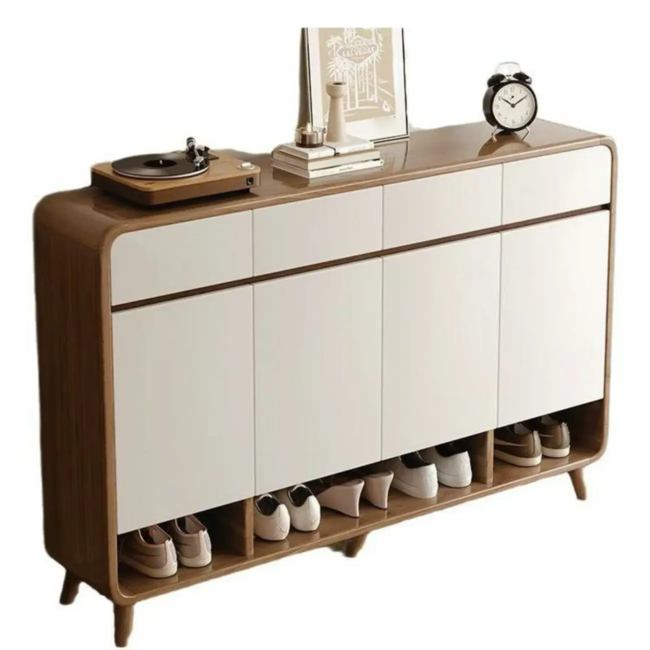 Modern Wood Hallway Medium Shoe Storage Cabinet Image - 9