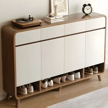 Modern Wood Hallway Medium Shoe Storage Cabinet Image - 10