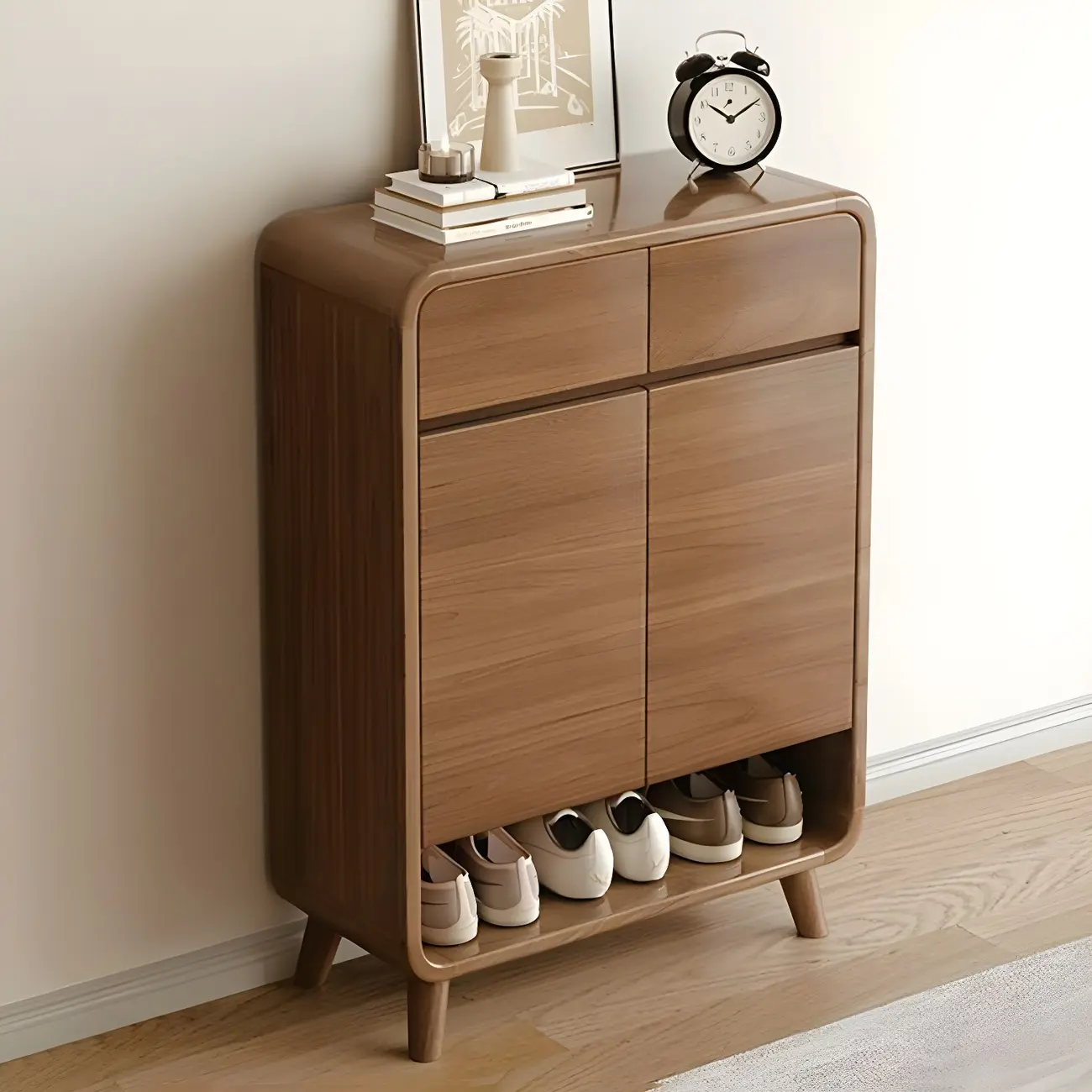 Modern Wood Hallway Medium Shoe Storage Cabinet Image - 11 | homeyfad