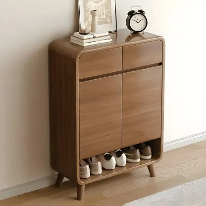 Modern Wood Hallway Medium Shoe Storage Cabinet Image - 11