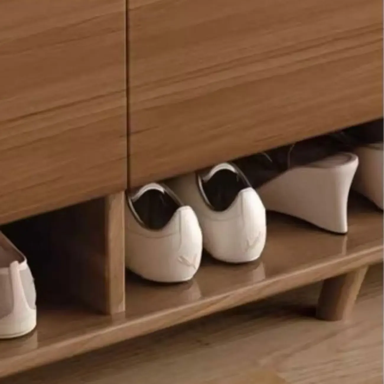 Modern Wood Hallway Medium Shoe Storage Cabinet Image - 15