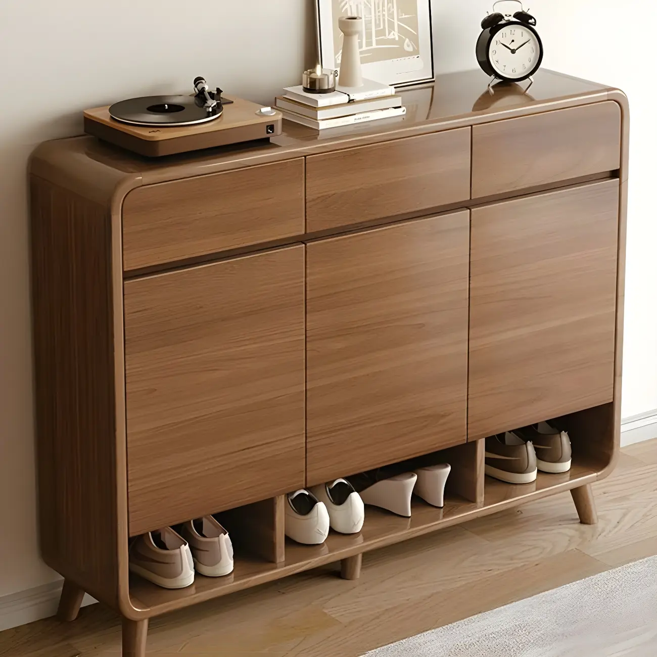 Modern Wood Hallway Medium Shoe Storage Cabinet Image - 17 | homeyfad