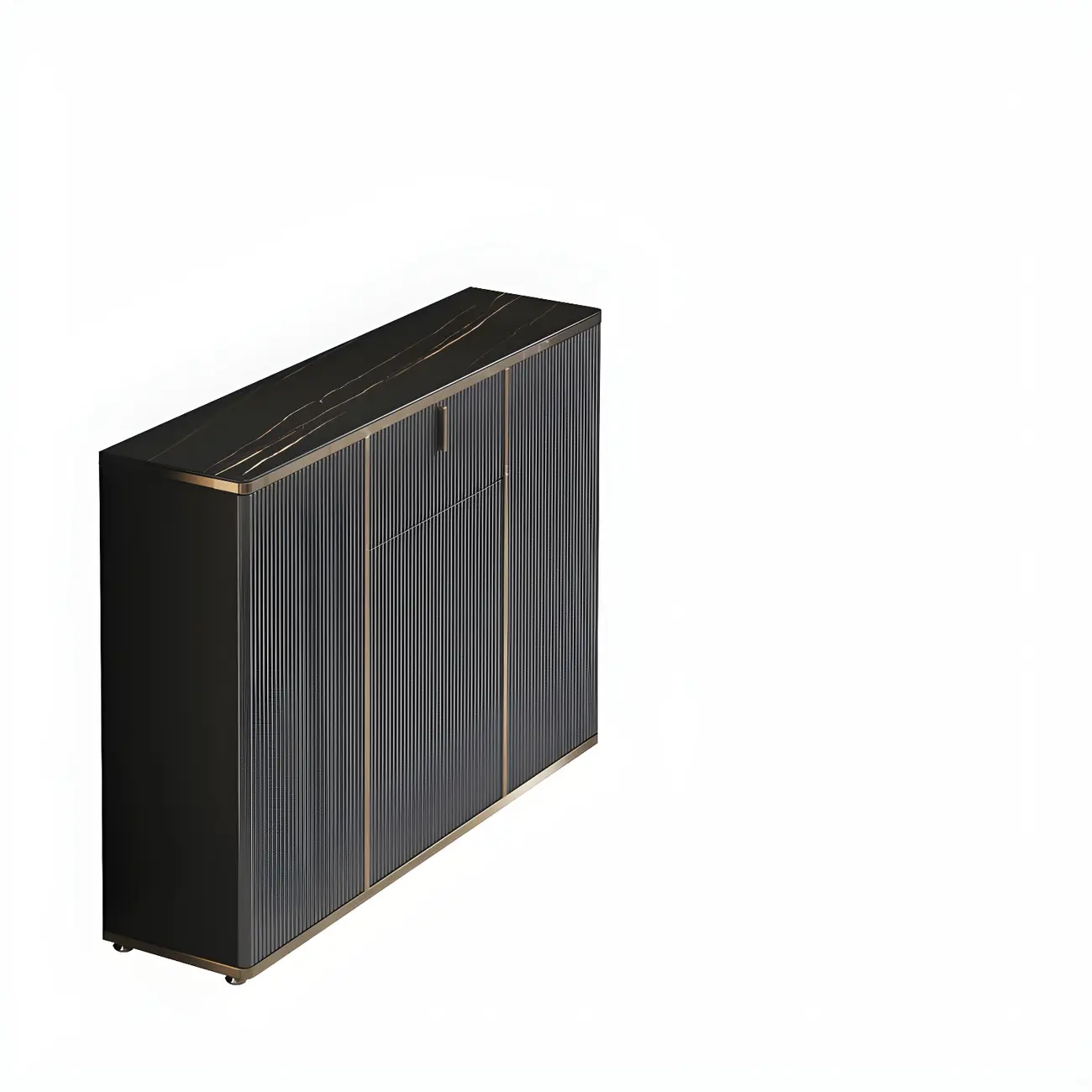 Large Entryway Shoe Cabinet Gray Textured Door Metal Legs Image - 4 | homeyfad