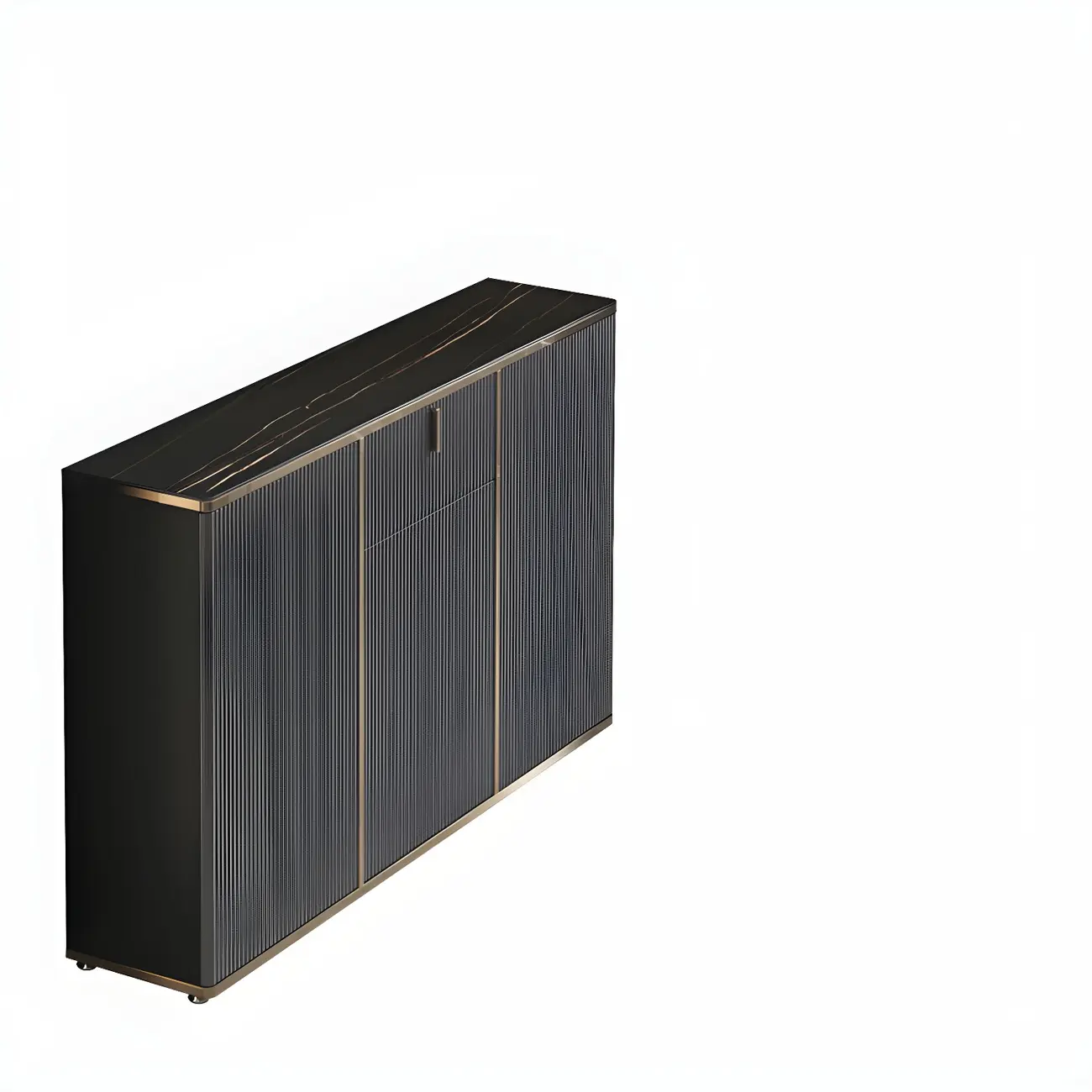 Large Entryway Shoe Cabinet Gray Textured Door Metal Legs Image - 5 | homeyfad