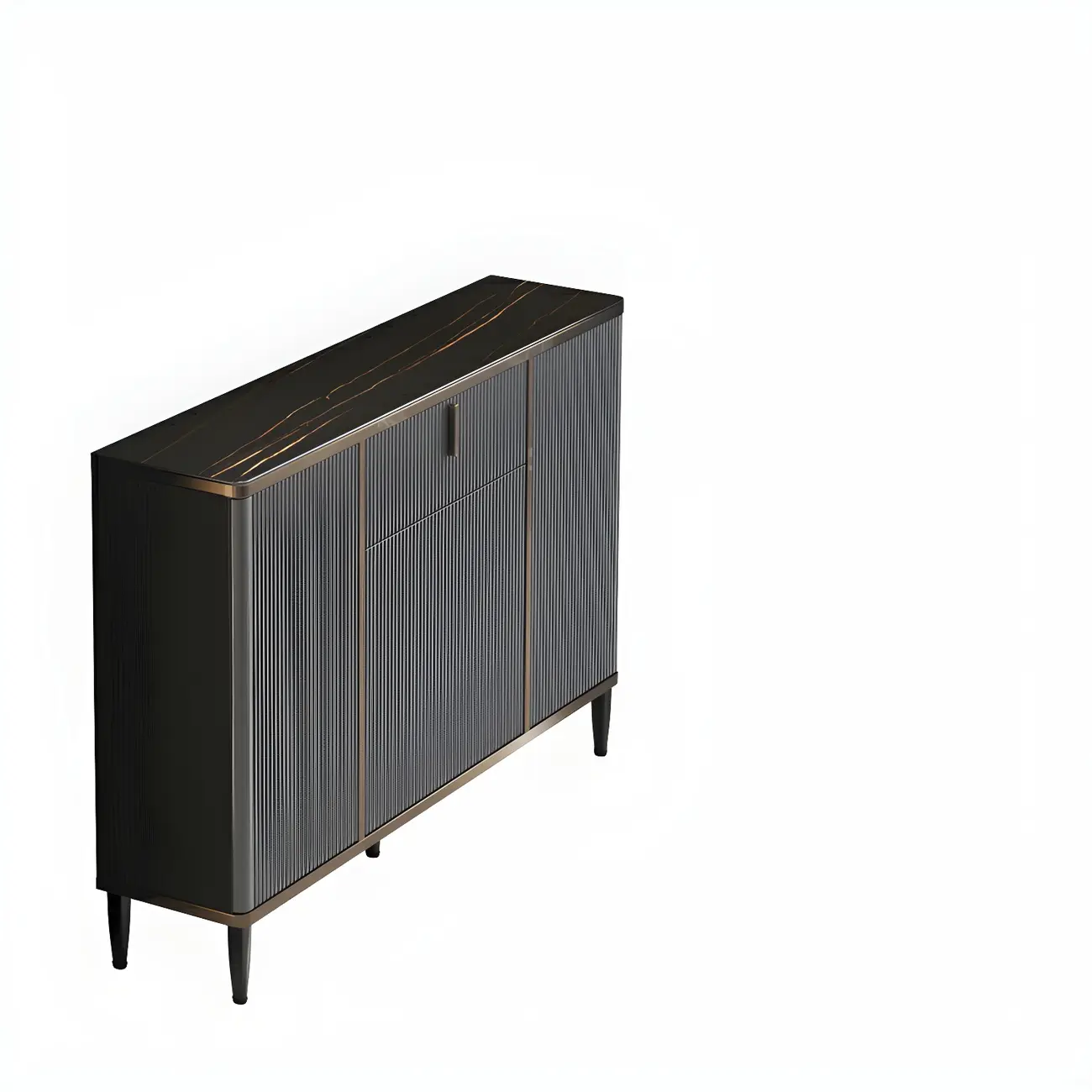 Large Entryway Shoe Cabinet Gray Textured Door Metal Legs Image - 7 | homeyfad