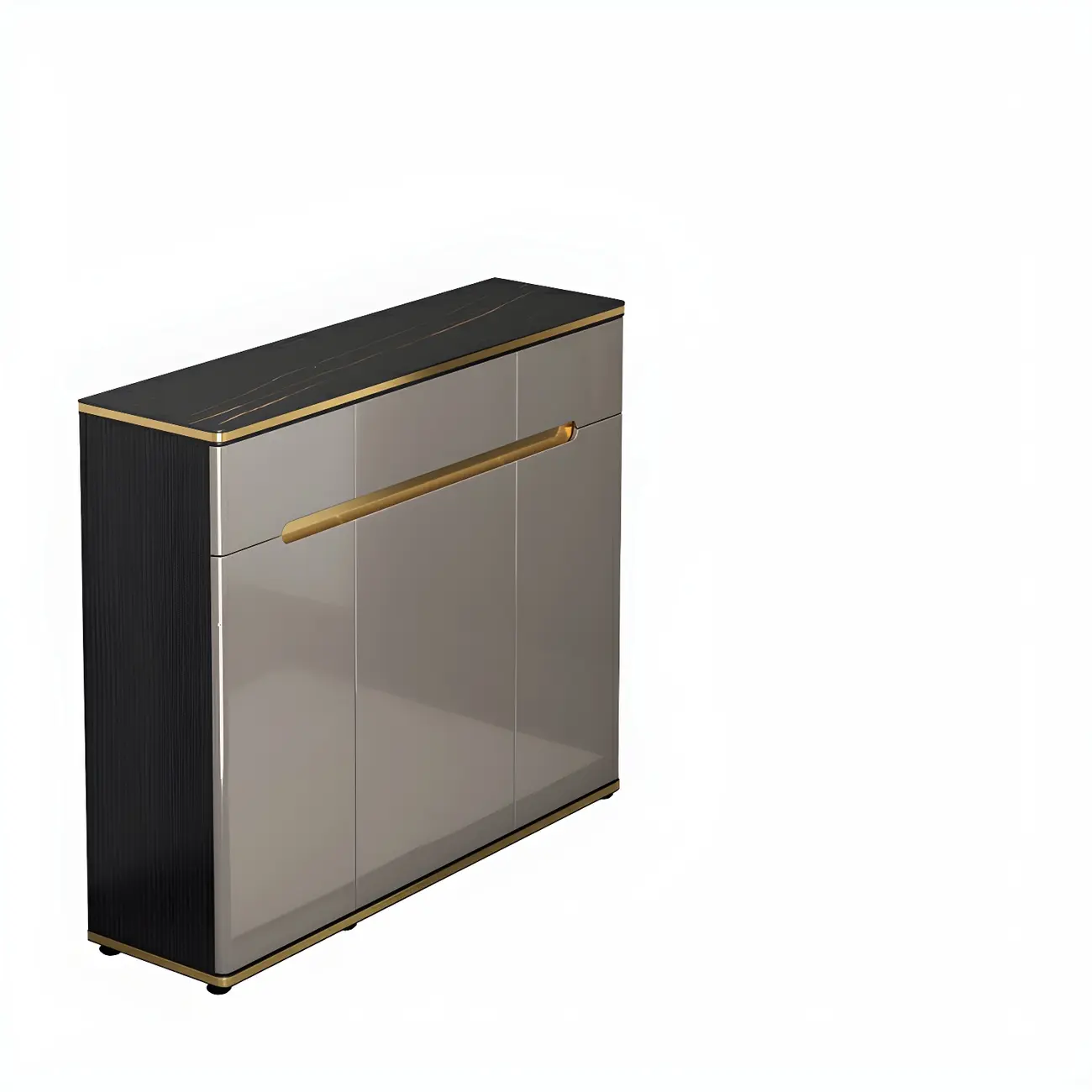 Large Entryway Shoe Cabinet Gray Textured Door Metal Legs Image - 11 | homeyfad