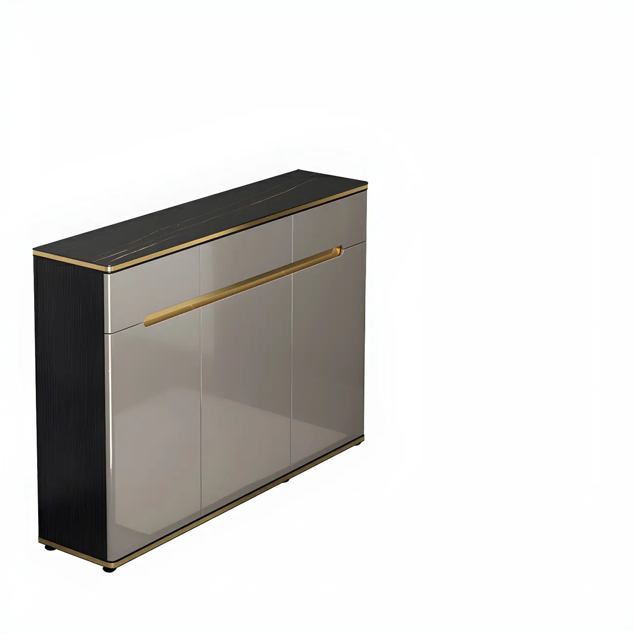 Large Entryway Shoe Cabinet Gray Textured Door Metal Legs Image - 13 | homeyfad