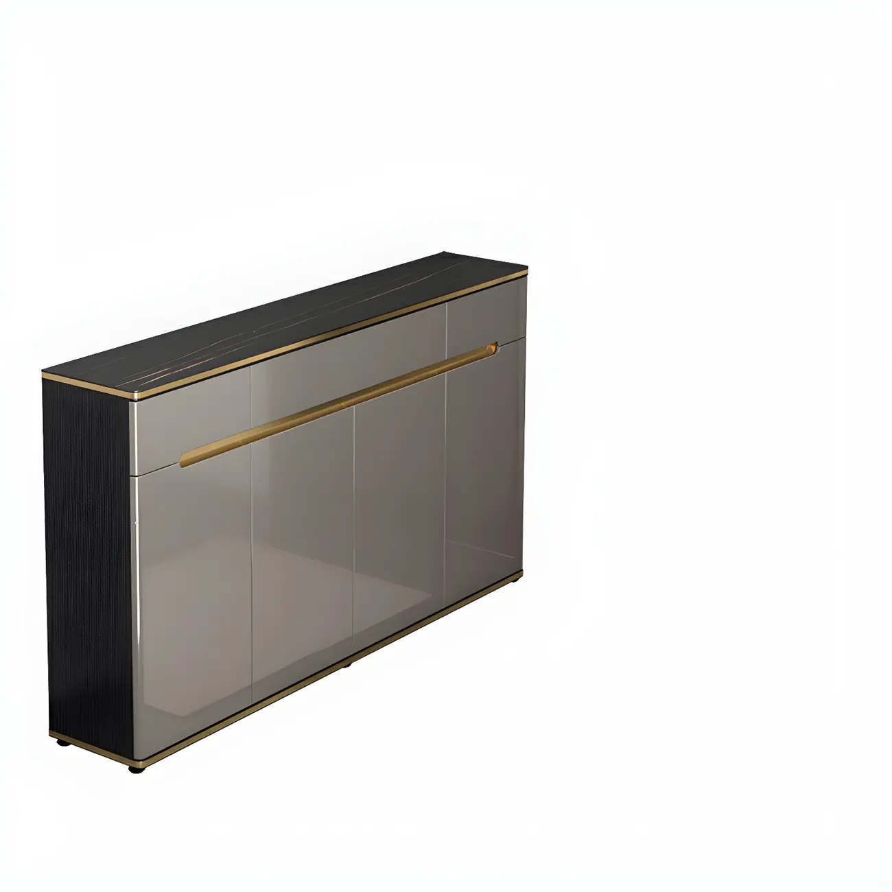 Large Entryway Shoe Cabinet Gray Textured Door Metal Legs Image - 15 | homeyfad