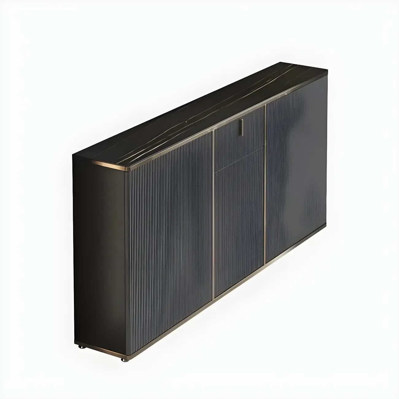 Large Entryway Shoe Cabinet Gray Textured Door Metal Legs Image - 16