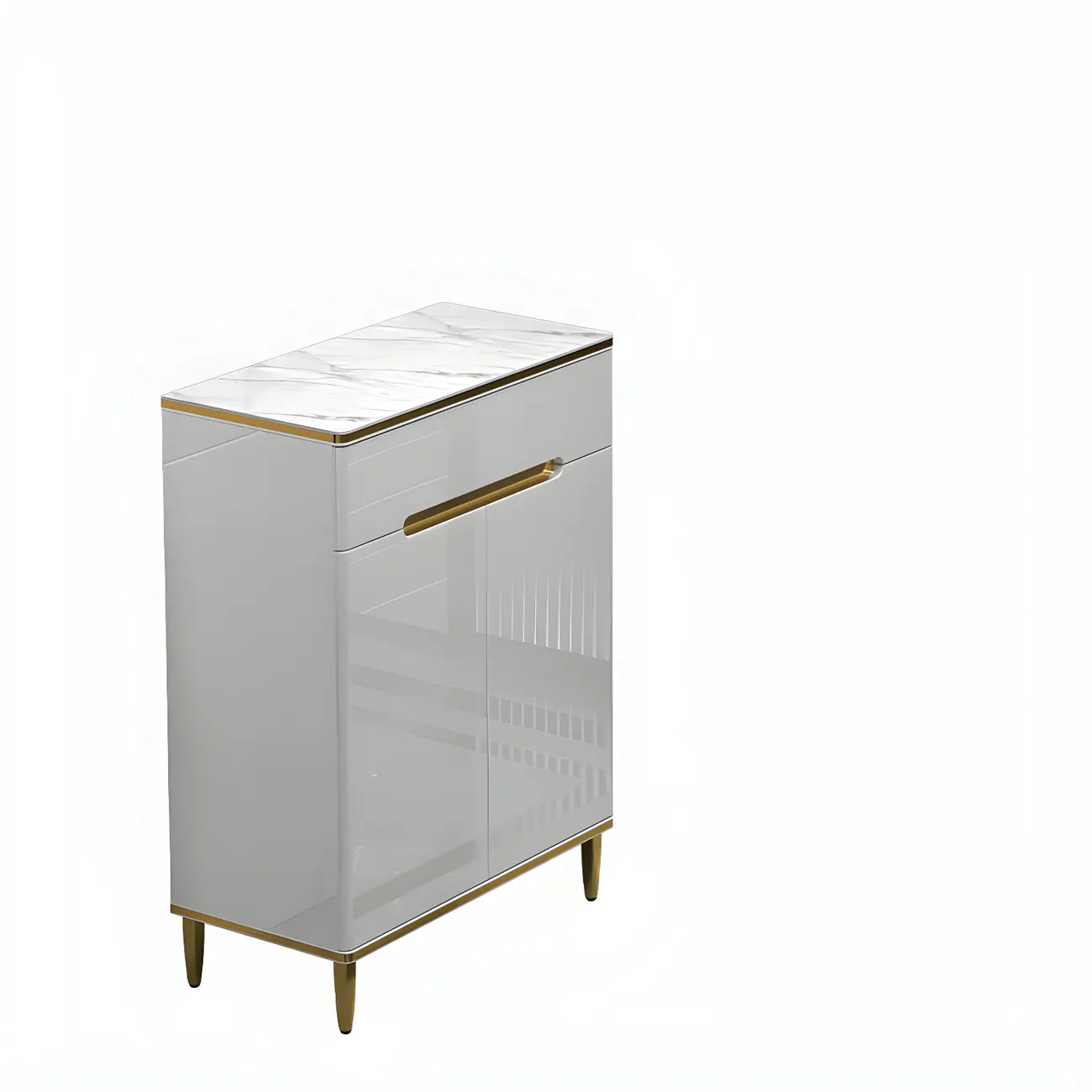 Large Entryway Shoe Cabinet Gray Textured Door Metal Legs Image - 26 | homeyfad