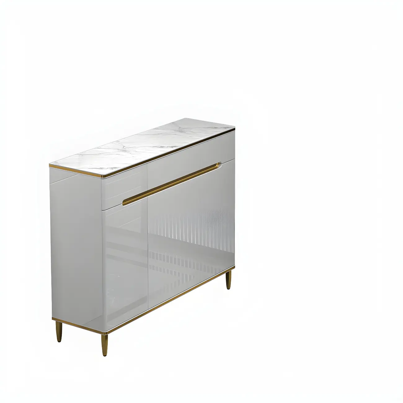 Large Entryway Shoe Cabinet Gray Textured Door Metal Legs Image - 28 | homeyfad