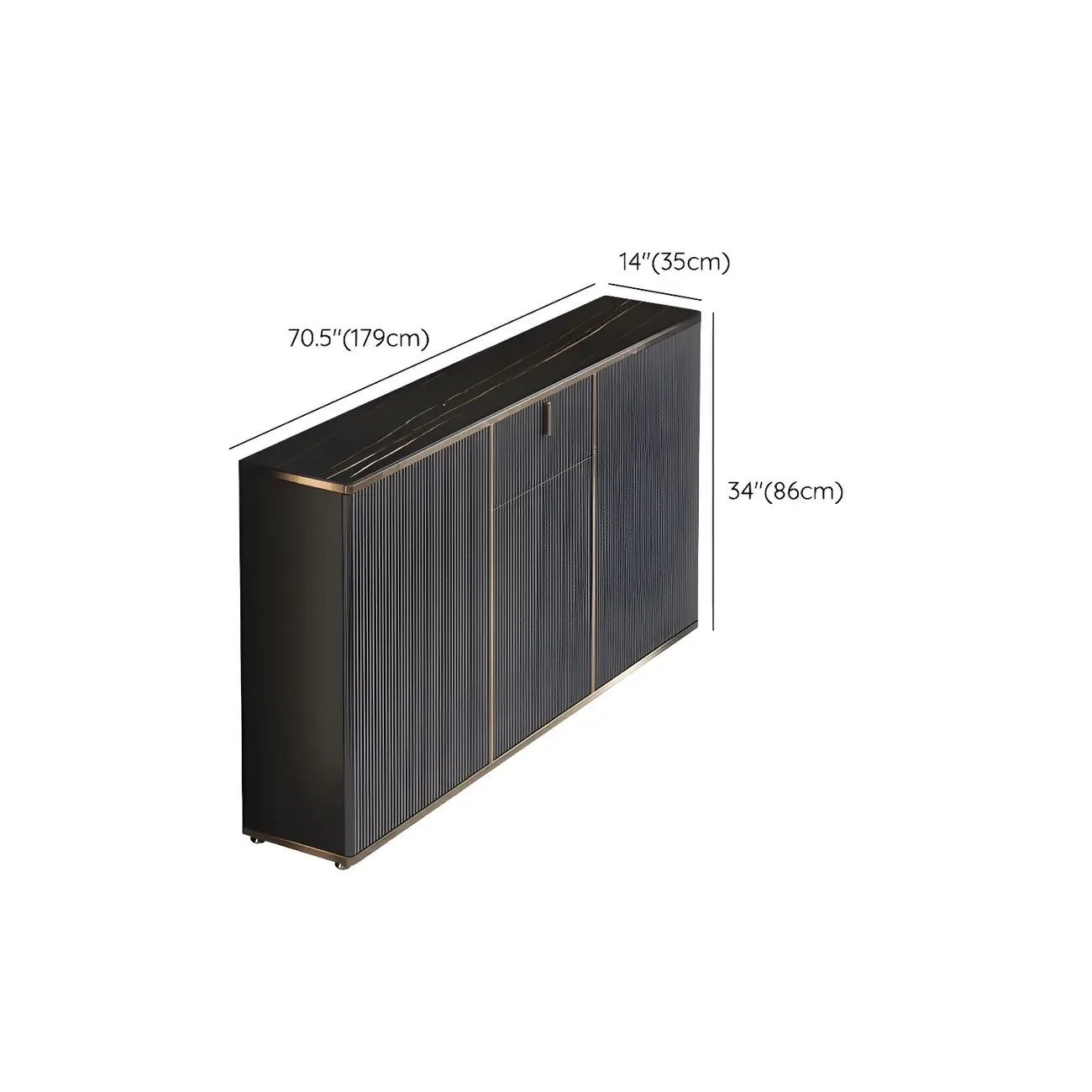 Large Entryway Shoe Cabinet Gray Textured Door Metal Legs Image - 36