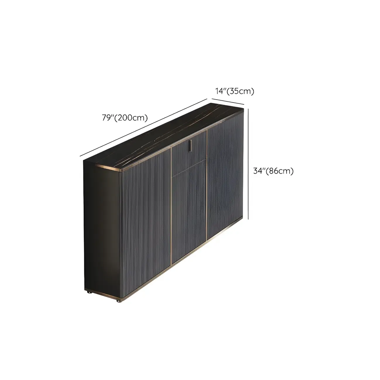 Large Entryway Shoe Cabinet Gray Textured Door Metal Legs Image - 37