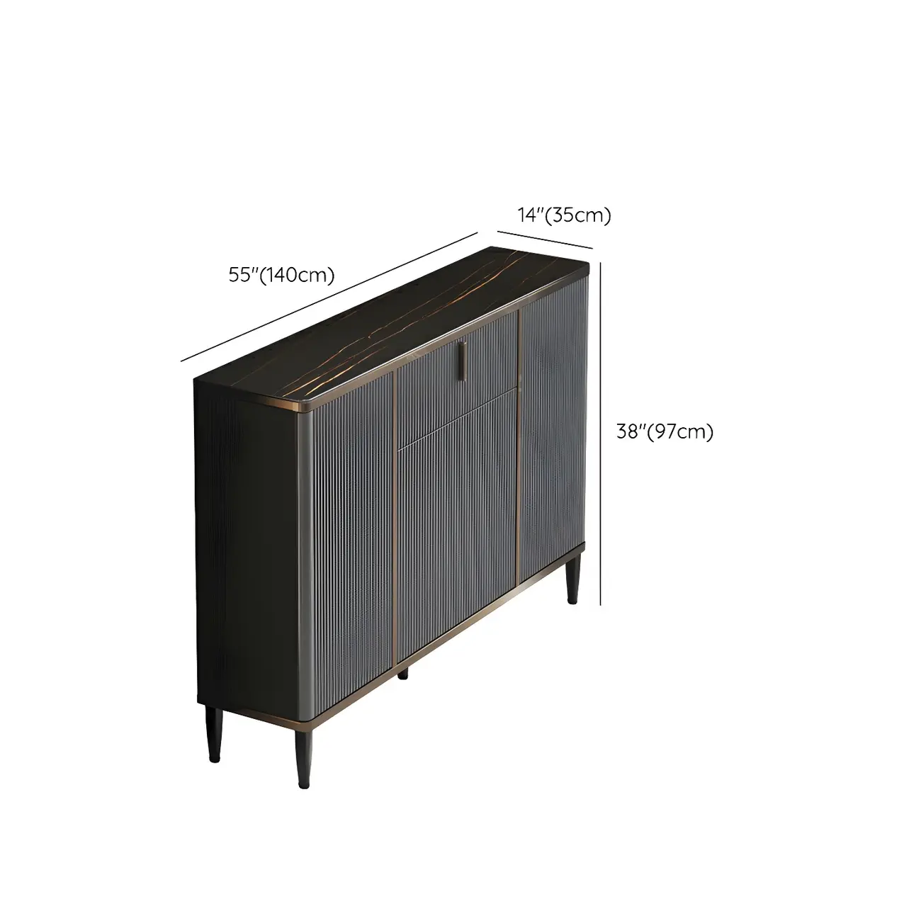 Large Entryway Shoe Cabinet Gray Textured Door Metal Legs Image - 39 | homeyfad