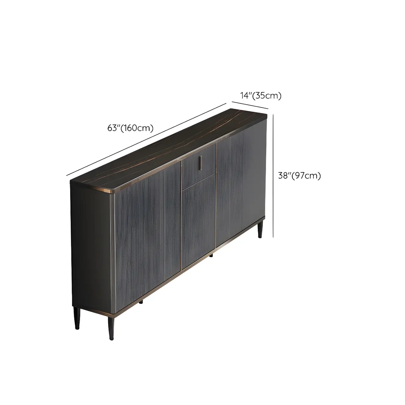 Large Entryway Shoe Cabinet Gray Textured Door Metal Legs Image - 40 | homeyfad