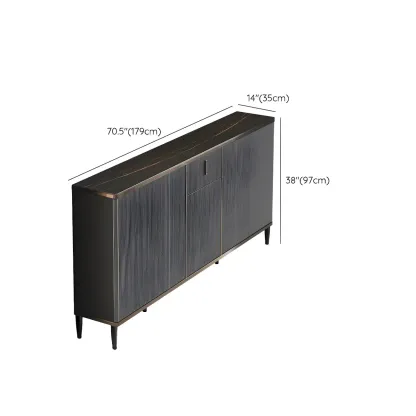 Large Entryway Shoe Cabinet Gray Textured Door Metal Legs Image - 41