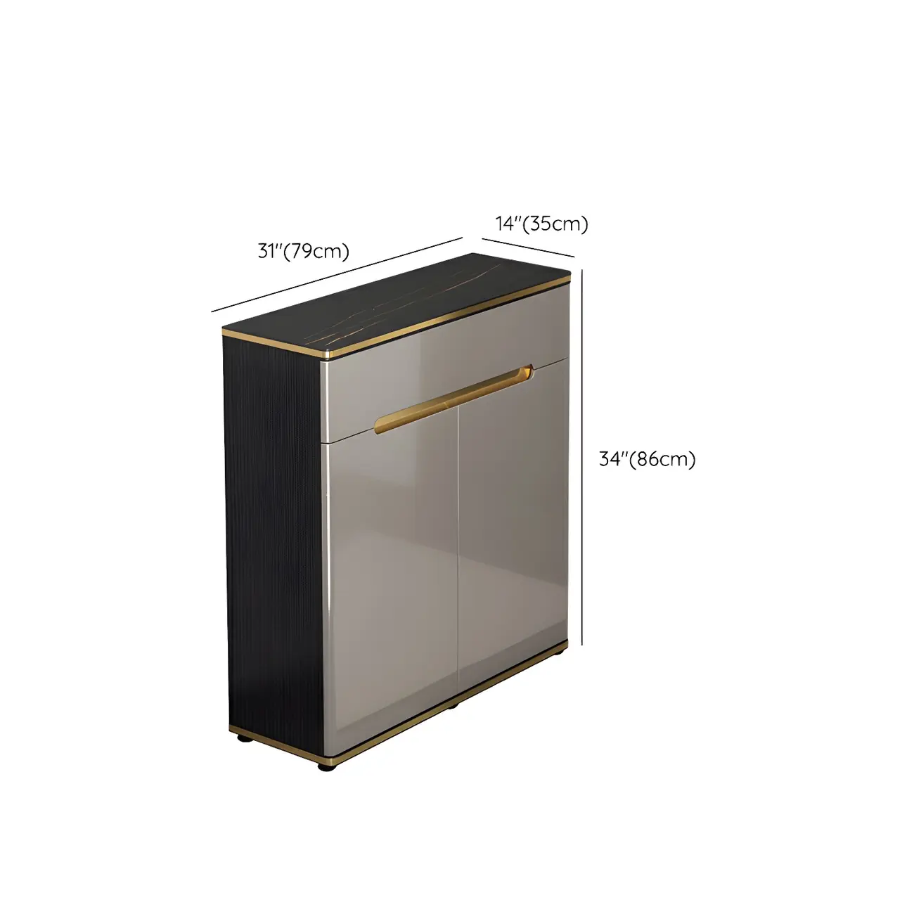 Large Entryway Shoe Cabinet Gray Textured Door Metal Legs Image - 43 | homeyfad