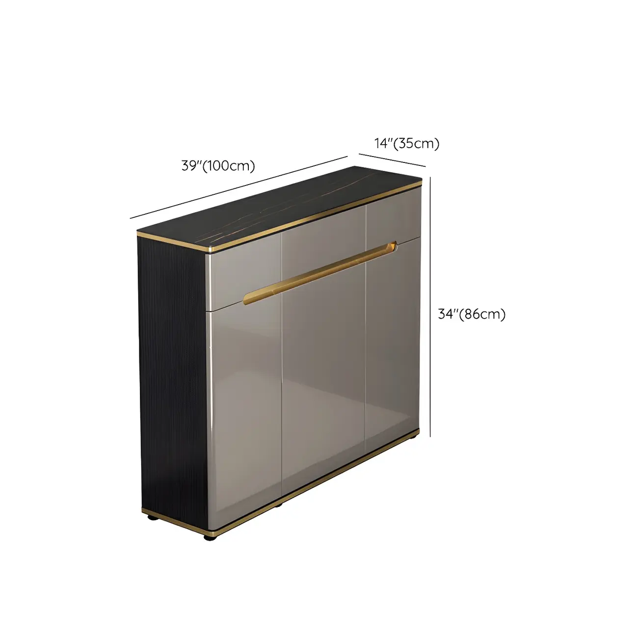 Large Entryway Shoe Cabinet Gray Textured Door Metal Legs Image - 44 | homeyfad