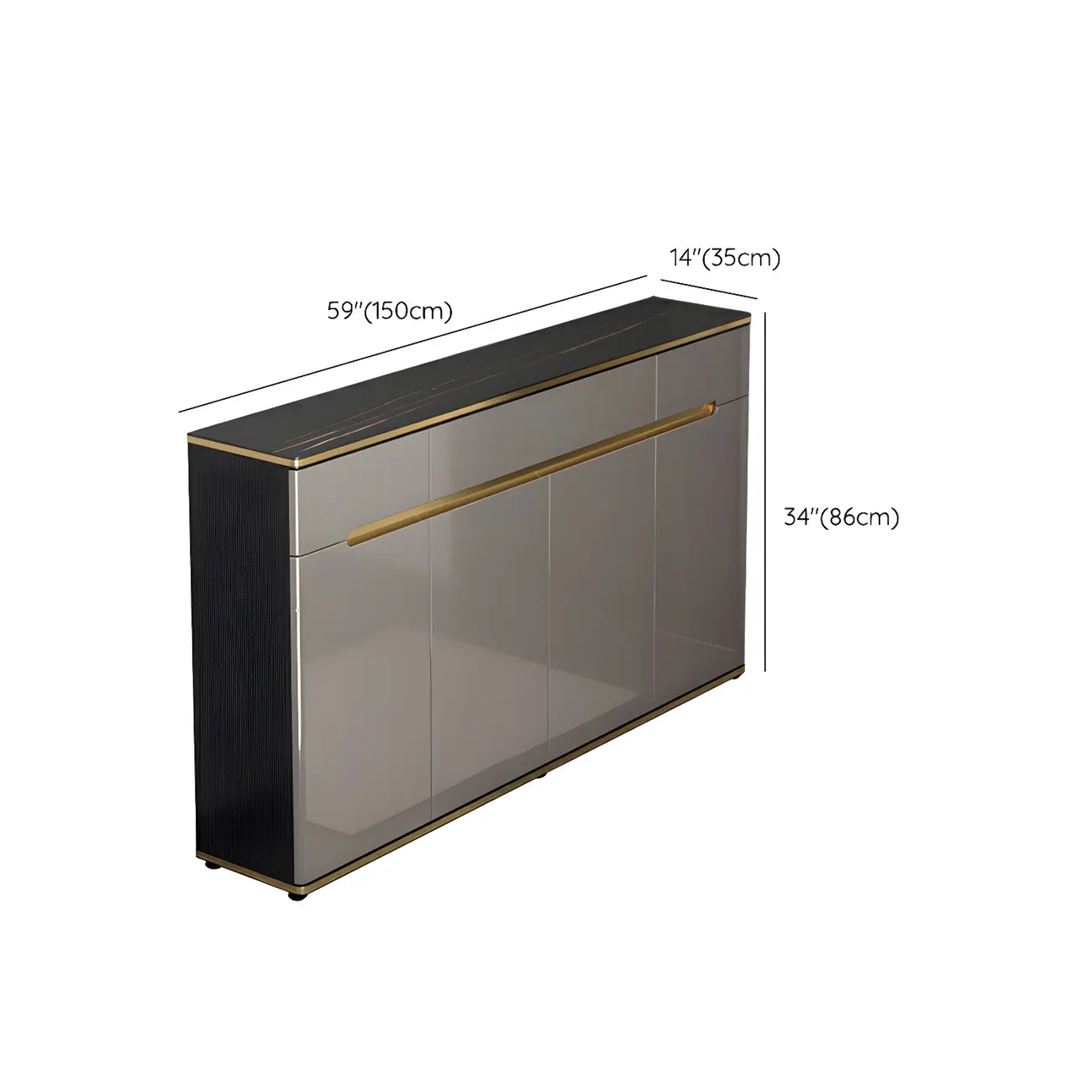 Large Entryway Shoe Cabinet Gray Textured Door Metal Legs Image - 46 | homeyfad