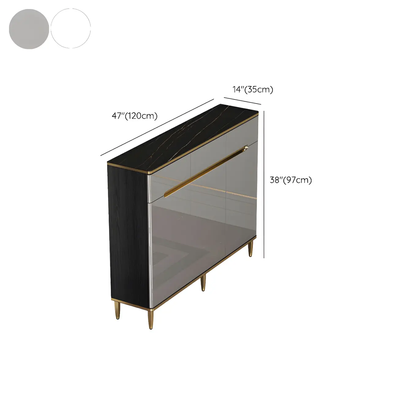 Large Entryway Shoe Cabinet Gray Textured Door Metal Legs Image - 49 | homeyfad