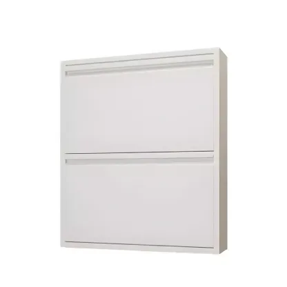 Grey Metal Entryway Wall Mounted Shoe Storage Cabinet Image - 7