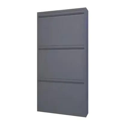 Grey Metal Entryway Wall Mounted Shoe Storage Cabinet Image - 13