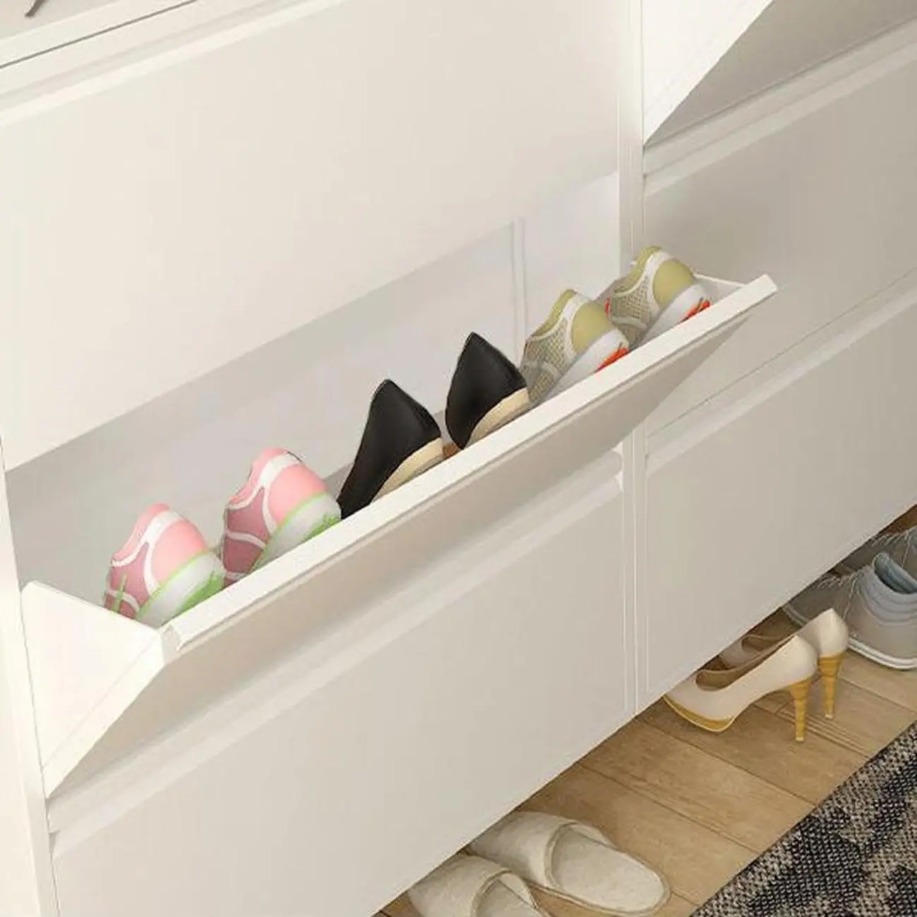 Grey Metal Entryway Wall Mounted Shoe Storage Cabinet Image - 14 | homeyfad