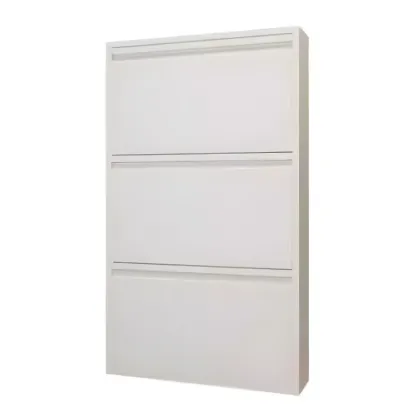 Grey Metal Entryway Wall Mounted Shoe Storage Cabinet Image - 15