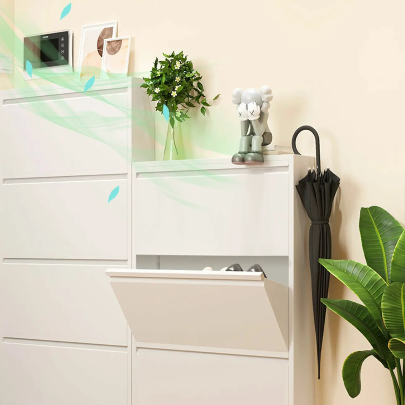 Grey Metal Entryway Wall Mounted Shoe Storage Cabinet Image - 16 | homeyfad