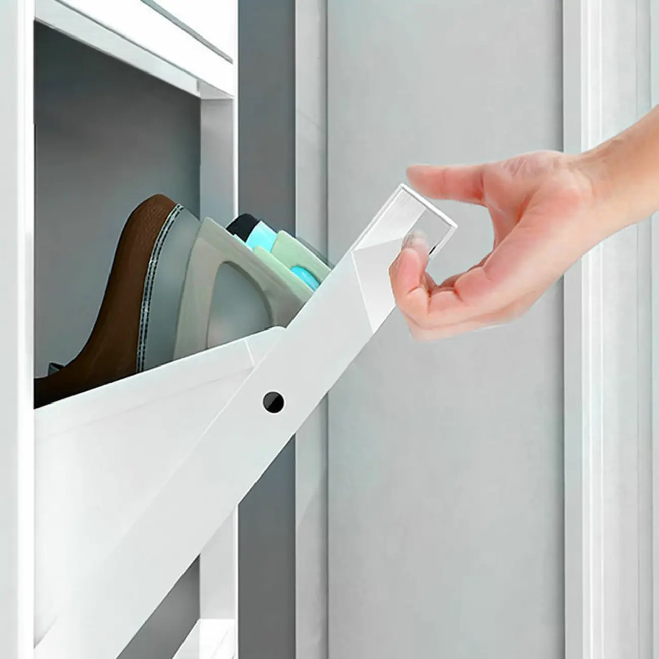 Grey Metal Entryway Wall Mounted Shoe Storage Cabinet Image - 18 | homeyfad